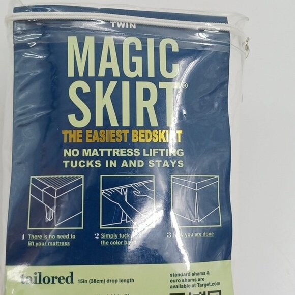 Magic Skirt Twin Bed Skirt White Tailored 15 Inch Drop Length Classic - Picture 4 of 6